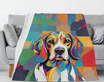 Abstract Beagle Blanket, Beagle Breathable Blanket, Beagle Lover's Blanket, Pop Art Beagle Blanket, Vibrant Beagle Blanket Beagle sofa throw