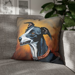 Funda de almohada cuadrada con pintura de galgos, funda de almohada decorativa de Whipet lindo, funda de cojín de arte de galgos, decoración del hogar para perros lebreles