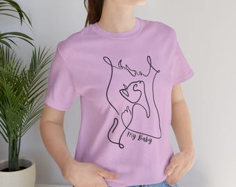 Cat Romantic T-Shirt, Cute Kitten Lover Gift, Cat Graphic Tee, Cat Owner Present, Cat Minimalist Top, cute cat shirt, Cat mama tee shirt