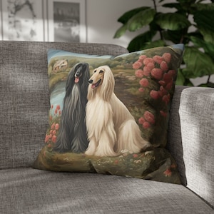 Funda de almohada afgana cottagecore Square, funda de almohada decorativa de arte afgano, funda de cojín floral afgano, linda decoración del hogar