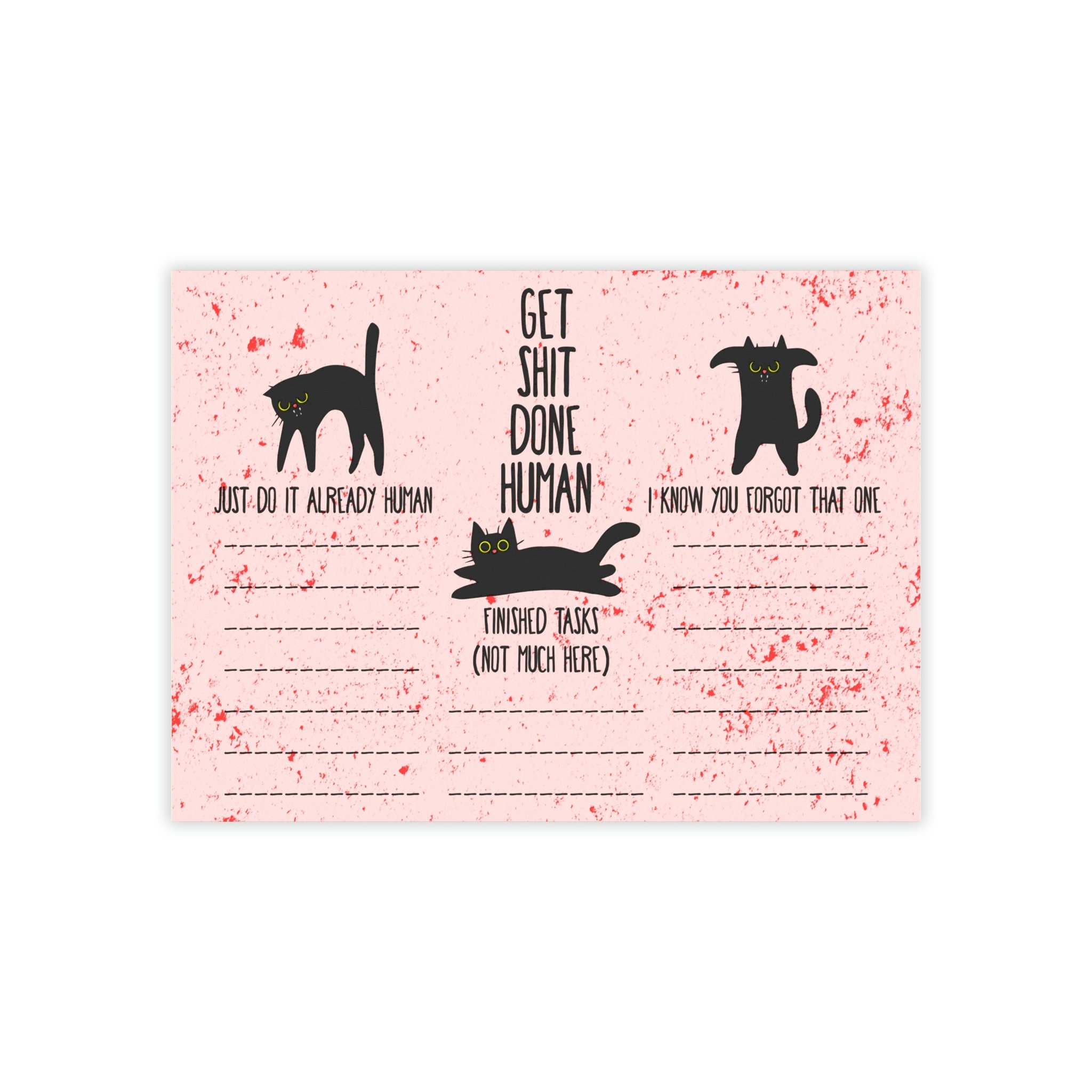 Sarcastic Black Cat to Do List Note Pads, Motivational to Do List, Cute