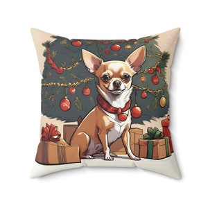Chihuahua Christmas Pillow, Chihuahua xmas Pillow, Cozy Chihuahua Christmas Cushion, Cute Chihuahua Christmas home decor, Decorative pillow