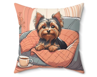 Almohada Yorkshire Terrier, Cojín acogedor Yorkshire Terrier, Decoración para el hogar con Yorkshire Terrier, Linda almohada decorativa Yorkshire Terrier