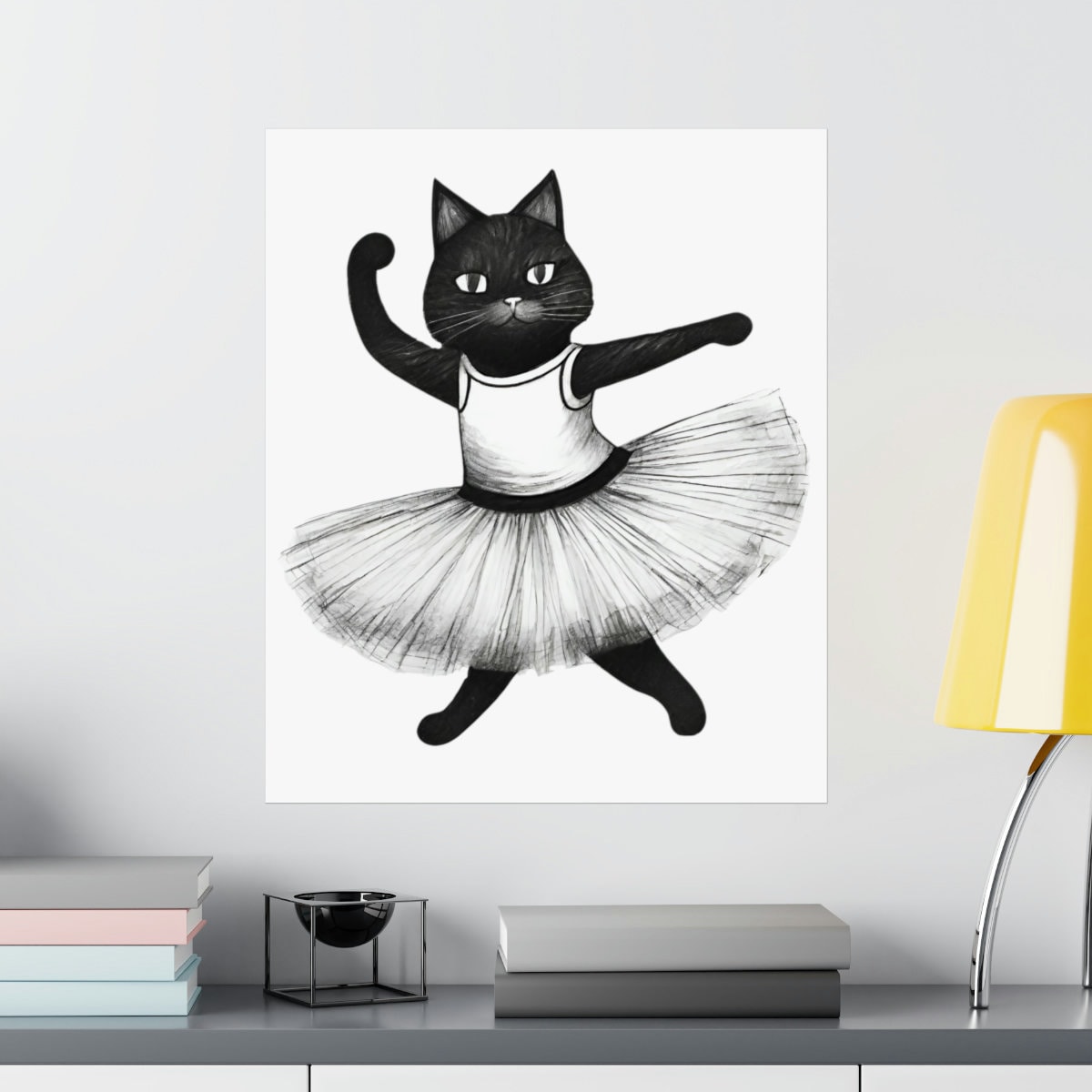 Black Cat Ballet Art Matte Poster, Funny Cat Ballerina Wall Art ...