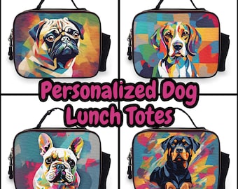 Bolsa de almuerzo abstracta personalizada para perro, regalos personalizados para perros, bolsas de almuerzo personalizadas para perros, bolsa de picnic personalizada para perros, bolsa de picnic para perros, regalos para la vuelta al cole