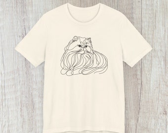 Persian Cat Line Art T-Shirt, Persian Cat, Persian Cat Short Sleeve Shirt, Persian Cat Lover Gift, Minimalist Cat Design shirt,