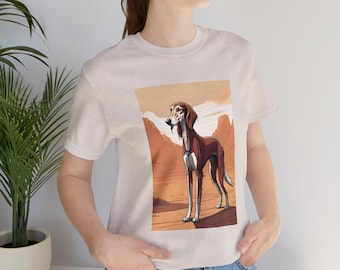 Saluki in a desert T-shirt, Sighthound shirt, Elegant Saluki shirt, Saluki gift, Saluki dog shirt, Saluki lover tshirt, Saluki owner tee