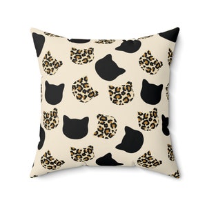 Cat Pattern Square Pillow, Animal Lover Decor, Cozy Living Room Cushion, Gift for Cat Lovers, Home Decor Accent, cat Owner Gifts Cat cushion