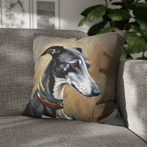 Funda de almohada cuadrada de arte de galgo, funda de almohada decorativa con dibujo de látigo lindo, funda de cojín de pintura de galgo, decoración del hogar del perro lebrel