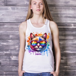 Lgbtqia+ Cat Racerback Tank, LGBTQ Cat tank top, graffiti Lgbt tank top, gay pride yoga tank, lgbtqia workout tank top, pride month tank top
