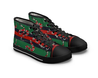 Snake pattern Shoes, Snake Sneakers, Women's Shoes, Reptile Print High Top Sneakers, Trendy Footwear, Fashion Sneakers, snake gifts