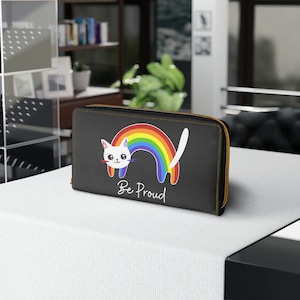 Portefeuille à glissière pour chat Rainbow Pride, portefeuille cat be pride, accessoire chat LGBTQ, portefeuille chat coloré, joli portefeuille Lgbt, portefeuille fonctionnel pour chat