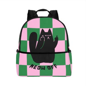 Funny Cat Fashion School Bag, funny cat backpack, kawaii Backpack for Students, kawaii Cat Lover Gift, middle finger backpack, Daily Use Bag