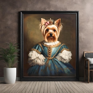 Royal Yorkshire terrier portrait poster, Renaissance Yorkshire terrier wall art, Yorkshire terrier gifts, gift for Yorkshire terrier owners