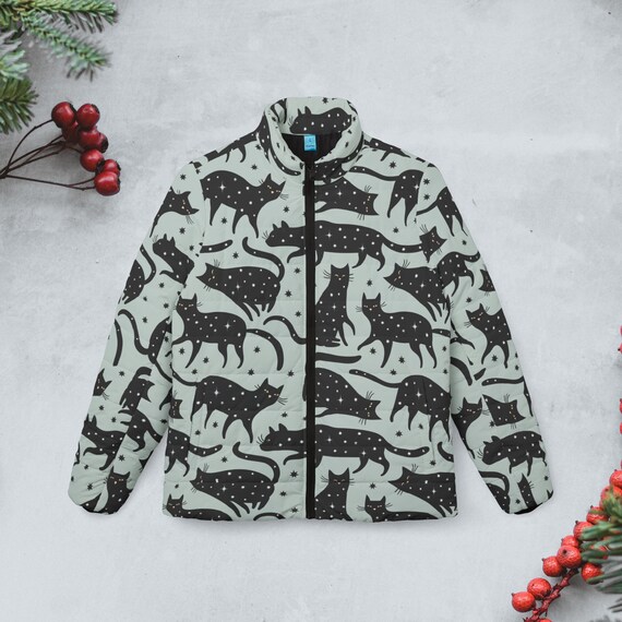 Doudoune chat mystique veste d exterieur celeste manteau matelasse magique manteau bouffant fantaisiste doudoune motif chat manteau chat sorcier Etsy France