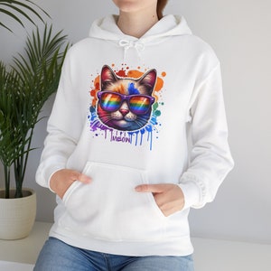 Lgbtqia + Katze Kapuzen-Sweatshirt, LGBTQ Katzen Hoodie, Graffiti Lgbt Hoodie, Queer Katzen Geschenke, Gay Pride Hoodie, Pride Month Hoodie, Queer Hoodie