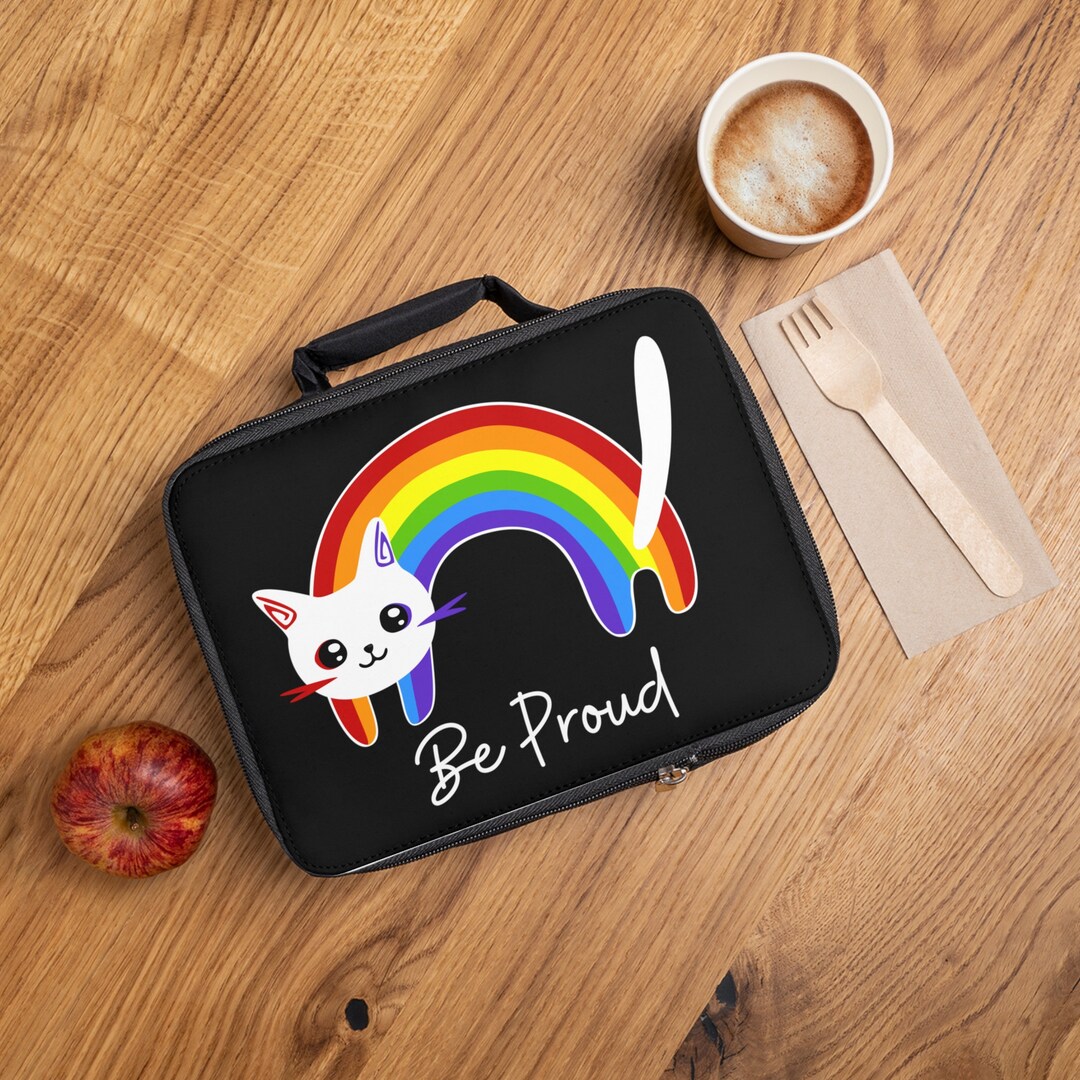 Rainbow Pride Cat Lunch Bag Cat Be Proud Picnic Bag Cat Etsy