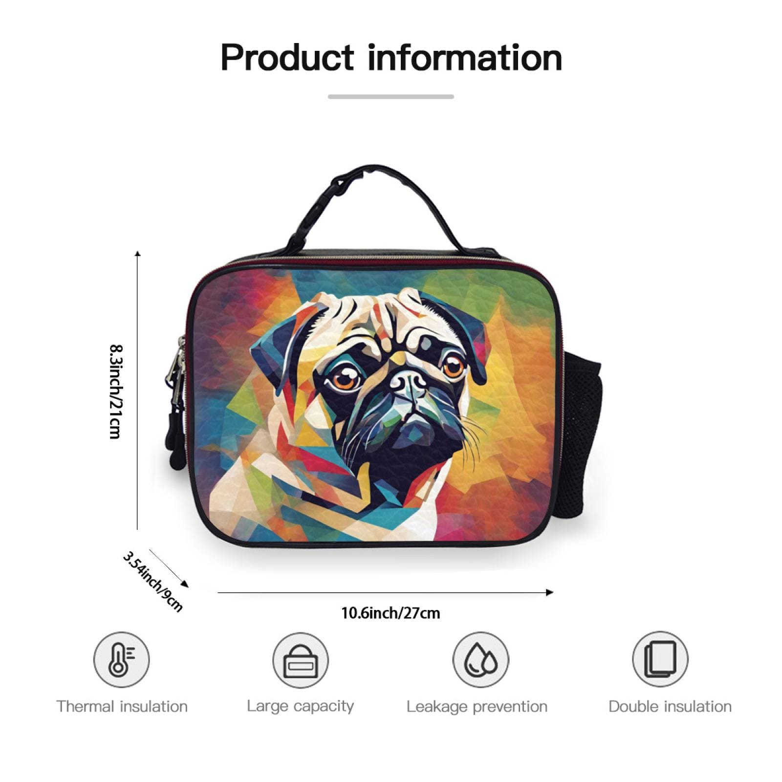 Cute Pugs Dog Lunch Tote Pugs Dog Insulated Lunch Bag – Cute Lunch  display picture 1