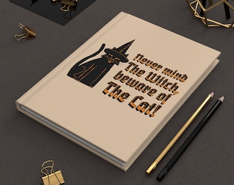 Witchy cat Hardcover Journal Matte, black cat notebook, witchy gift, Manifestation Journal, gothic notebook, back to school gift, witchcraft