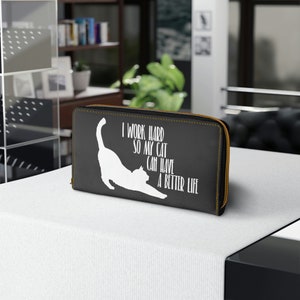 Cita de gato Cartera con cremallera, linda cartera de gato, accesorio genial para amantes de los gatos, cartera de gato de moda, cartera de gato única, cartera de gato funcional regalo de mamá gato