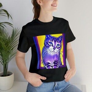 cat pop art T shirt, Retro Cat Tee, cat lover gift, colorful cat graphic shirt, Artistic cat shirt, Cat Print Shirt, Funky Kitty T-Shirt
