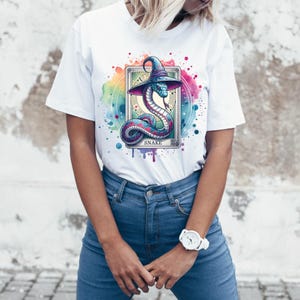 Mystical Snake Graphic Tee, Shirt for Nature Lovers, Celestial Serpent T-Shirt, Whimsical shirt, Tarot card shirt, The Magician Card Shirt