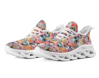 Groovy Retro Cats Sneakers, Cats Women's M-Sole Running Shoes, Hipster Cat Sneakers Athleisure, Vintage Cats sneakers, Groovy Cats Trainers