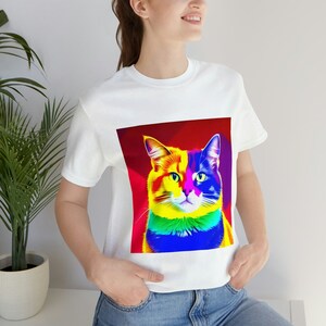 Rainbow Pride Cat T-shirt, Cat LGBTQ shirt, colorful cat shirt, cute Lgbt tee,  funny kawaii cat tshirt, Purride cat shirt, cat lover gift