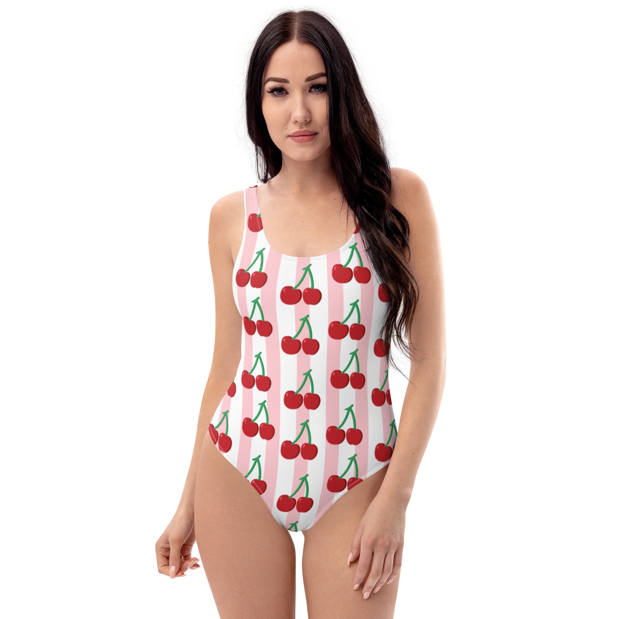 Treat ürself cherry one-piece swimwear Cherry One-piece Swimsuit, Retro Coquette Swimwear, Preppy