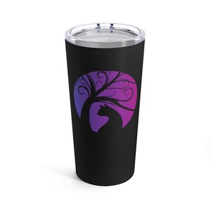 Magische schwarze Katze Mond Baum Fall Tumbler, mystische himmlische Tasse, wunderliche Halloween Tumbler, Fantasy Katze Tumbler 20 Unzen, Halloween Geschenk