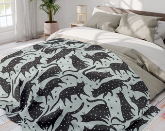 Mystical Cat Arctic Fleece Blanket, celestial throw blanket, cat gifts, cozy blanket, Spiritual blanket, witchy blanket, magical home decor
