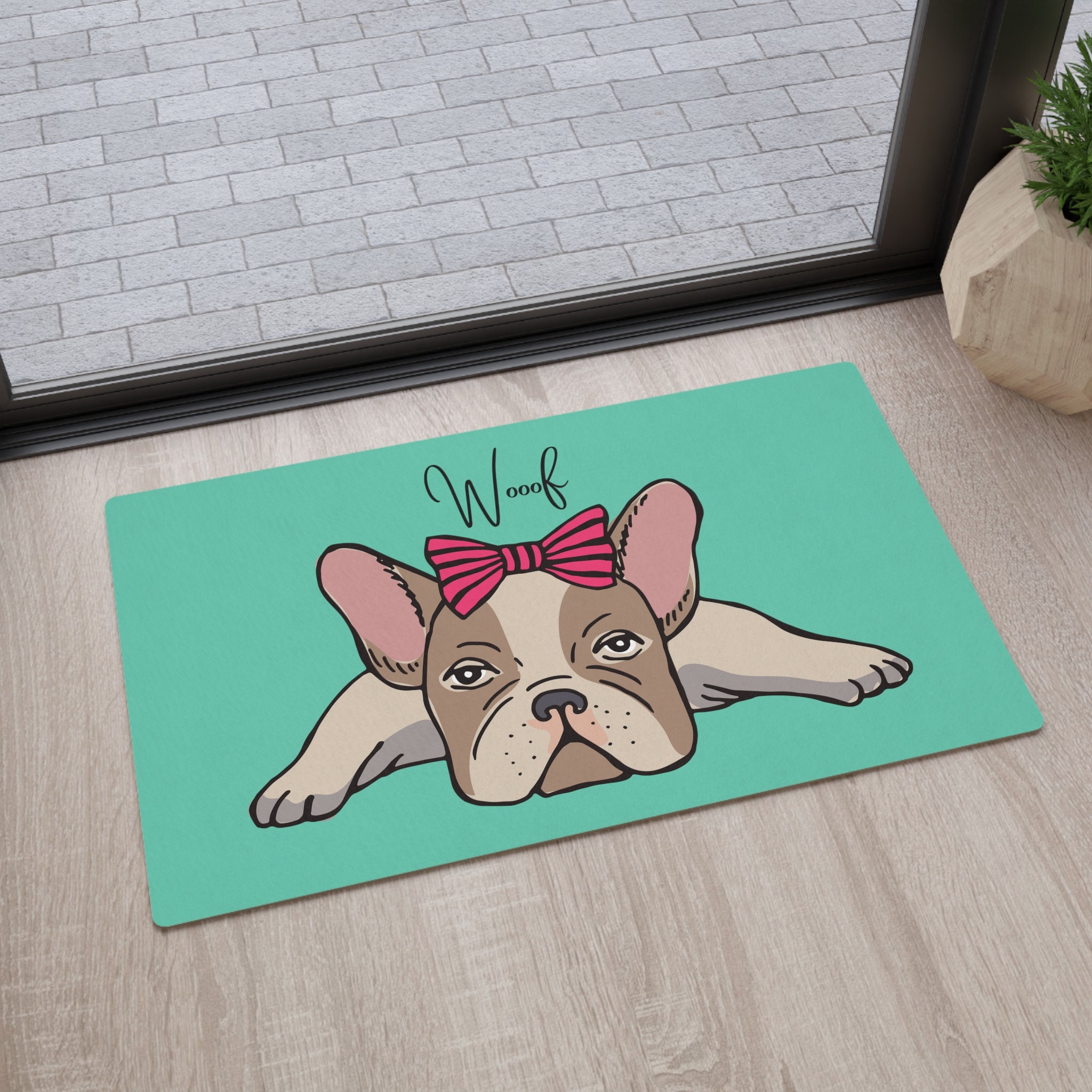 Cute French Bulldog Floor Mat, Kawaii Frenchie Flooring Mat, Cozy