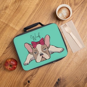 Cute French bulldog lunch bag, French bulldog lunch tote, kawaii Frenchie picnic bag, Girly Back to school gift, French bulldog lover gift