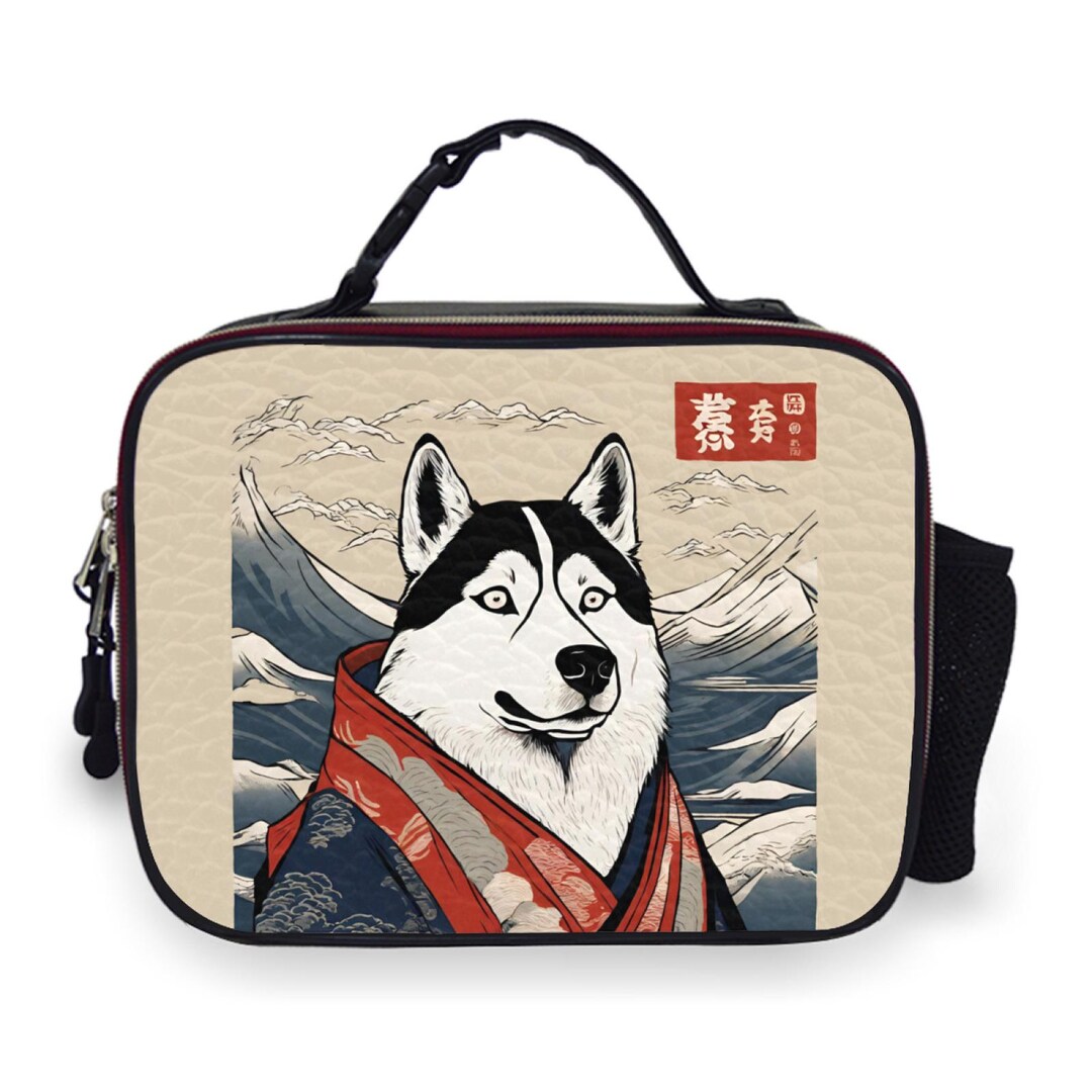 Funny Siberian Husky Japanese Lunch Bag, Ukiyo-e Style Lunch Tote ...