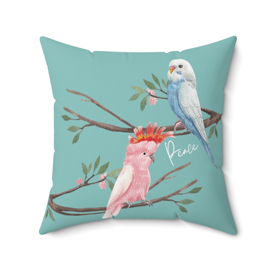 Cute Cockatoo Budgie Parrots Pillow Cockatoo Budgie Pillow Etsy