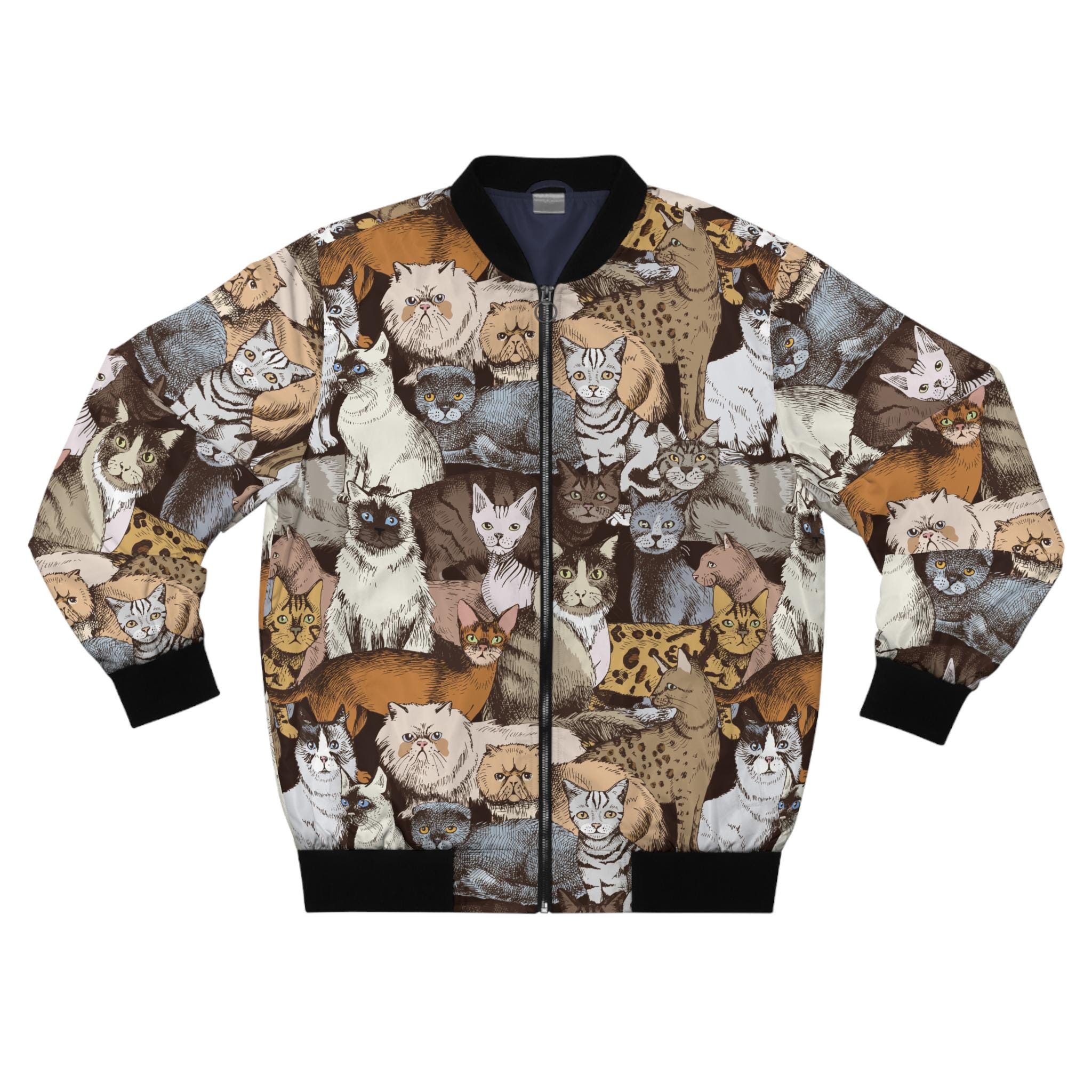 Cat Bomber Jacket, Cat Breeds Pattern Jacket, Cat Lover Gift, Kitty ...