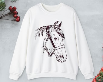 Sudadera de caballo simplista, suéter vintage vaquero, lindo saltador de caballo victoriano, regalo para amantes de los caballos, jersey ecuestre clásico para montar a caballo