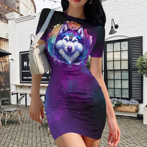 galaxy bodycon dress Blue galaxy printed corset bodycon dress XL