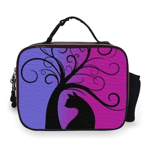 Black Cat magical Lunch Bag, witchy gothic lunch box, Black Cat Halloween gift, mystic Lunch Bag, celestial Lunch Bag, black cat picnic bag