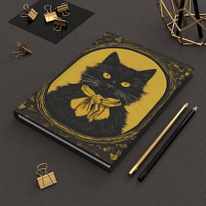 Vintage Cat Hardcover Journal, Black Cat Gifts, Witchy Writing, Cat Journaling, Inspiration notebook, back to school gift, Vintage Notebook