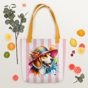 Beagle Tote bag, Retro shopping bag, groovy grocery bag, Cute Beagle reusable tote, Beagle lover shoulder bag, Beagle reusable bag