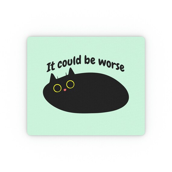 Tappetino Per Mouse Rettangolare Con Gatto Nero E Scritta Divertente 'I'm Fine It's Fine Everything Is Fine' - 26x21cm, Antiscivolo, Impermeabile