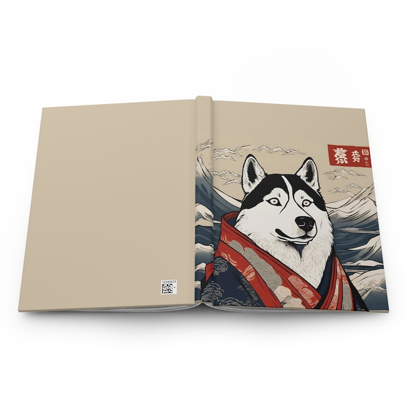 Funny Siberian Husky japanese art Hardcover Journal, Cute Ukiyo-e style notebook, alaskan malamute japan aesthetic journal, back to school image 6