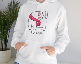 Grappige kat hoodie, schattige kat hooded sweatshirt, kat humor hoodie, schattige kattencadeaus, kawaii kat hoodie, kat cartoon hoodie, girly kat hoodie