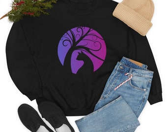 Black Cat Moon Sweatshirt, magical gothic sweater,  whimsical fantasy Witch Cat Halloween pullover aesthetic celestial Crewneck jumper gift