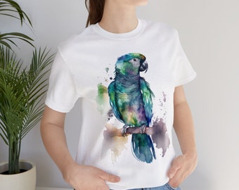 Parrot T shirt, Macaw Unisex Short Sleeve Tee, Watercolour Parrot Macaw shirt, Bird lover gift, Cute Parrot Owner tshirt, Birdwatching shirt