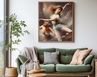 Arte do romantismo do balé pôster vertical fosco, arte da parede do impressionismo dos dançarinos, impressão da arte do pôster da pintura a óleo da bailarina, decoração da casa vitoriana
