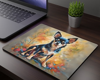 Black and tan Chihuahua Mouse Pad, Chihuahua art desk mat, Chihuahua desk accessories, gift for Chihuahua lovers, Chihuahua gifts