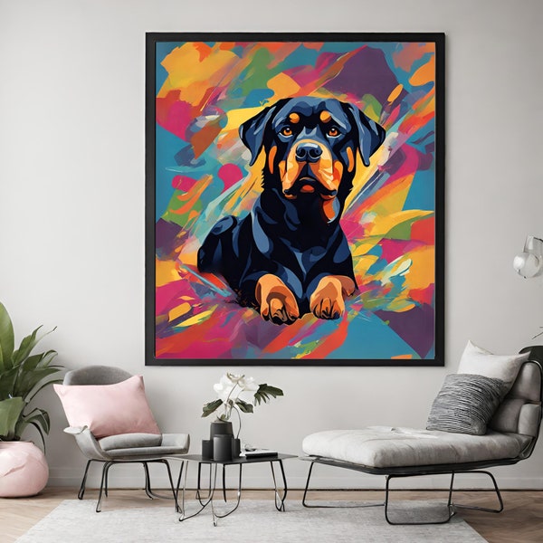 Abstract Rottweiler poster, Rottweiler wall art, Rottie wall decor, Rottweiler gifts, gift for Rottweiler owners, abstract Rottweiler print