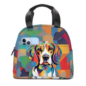 Bolsa de almuerzo con aislamiento de Beagle colorida, bolsa de almuerzo artística para amantes de los Beagles, impermeable, portátil para el trabajo, bolsa de picnic Beagle, regalo de regreso a la escuela